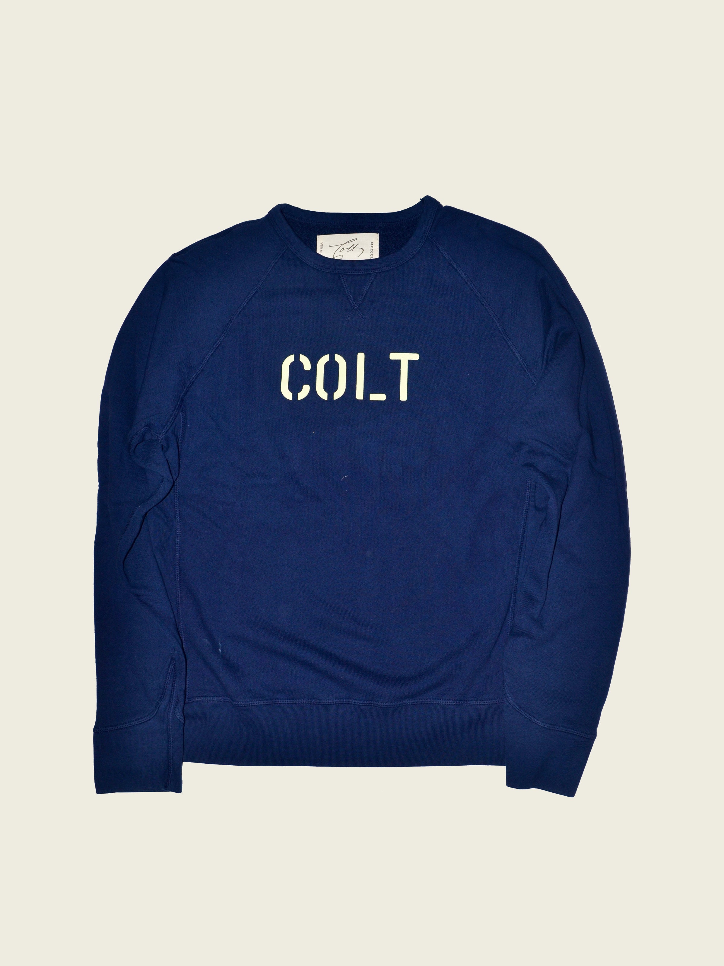 Colt Stencil Print Logo Raglan Sweatshirt in Sun-Faded Green