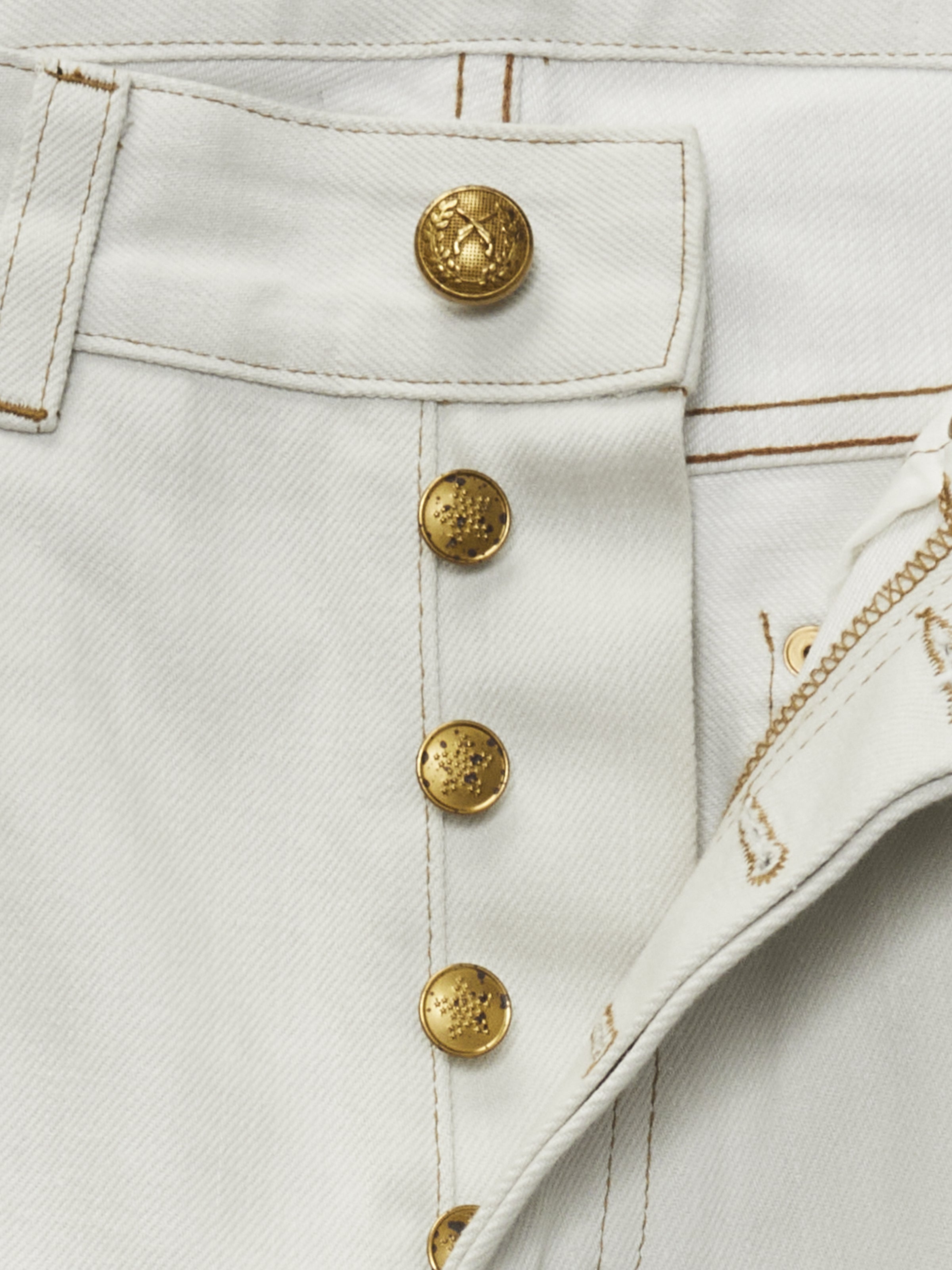 The James Slim Fit Jeans in Off-White Selvedge Denim