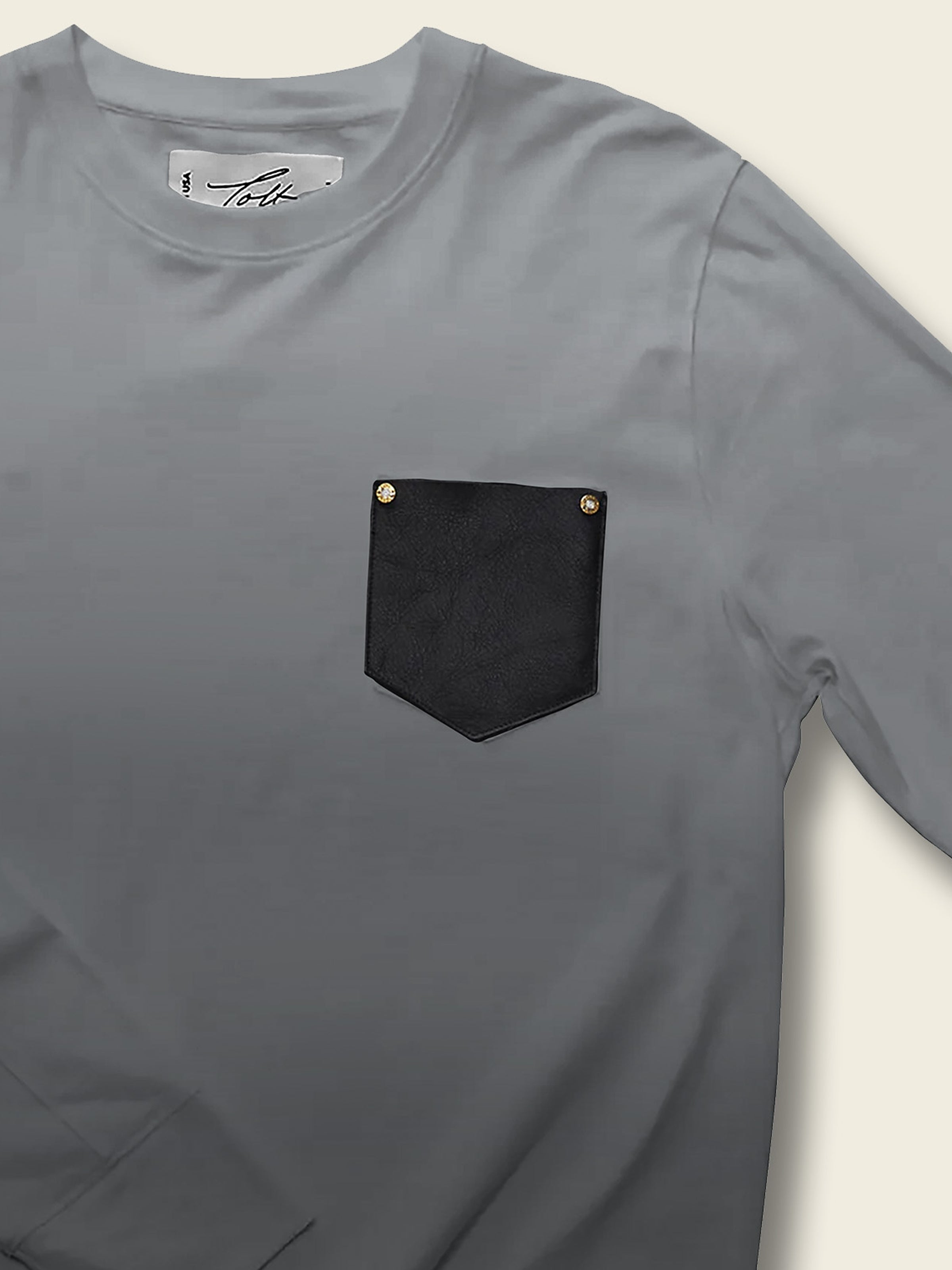 Long sleeve pocket t-shirt in Sun Faded Gray