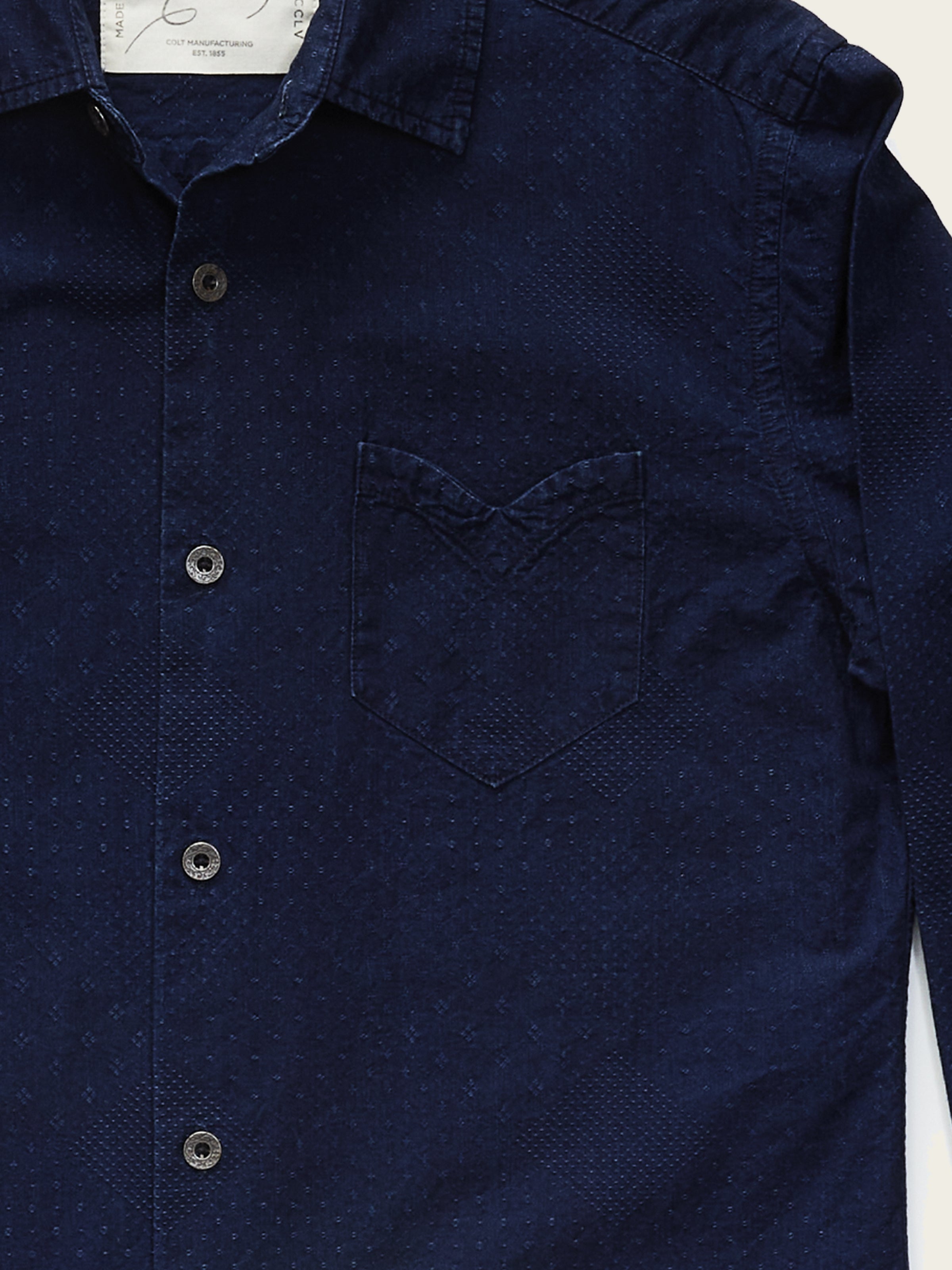 Western pocket dress shirt in Indigo Jacquard